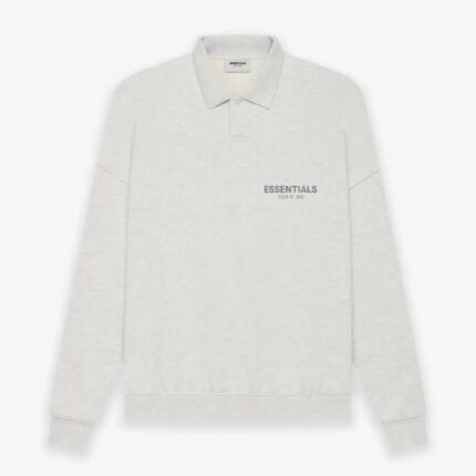 Fear of God ESSENTIALS Long Sleeve Polo Sweatshirt white